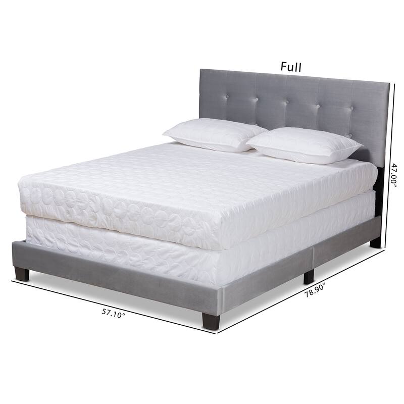 Caprice Modern Glam Velvet Fabric Upholstered Panel Bed