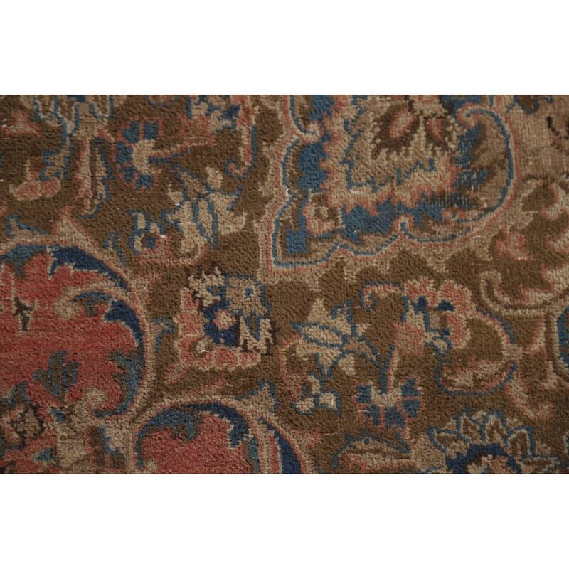 Hand Knotted Oriental 100% Wool Carpet Traditional Floral Pink Mashad Area Rug - 12' 10'' X 9' 7''