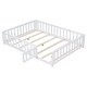 preview thumbnail 12 of 20, Full Size Montessori Floor Platform Bed with Fence and Door for Kids, Made from Sturdy Wooden Bed Frame