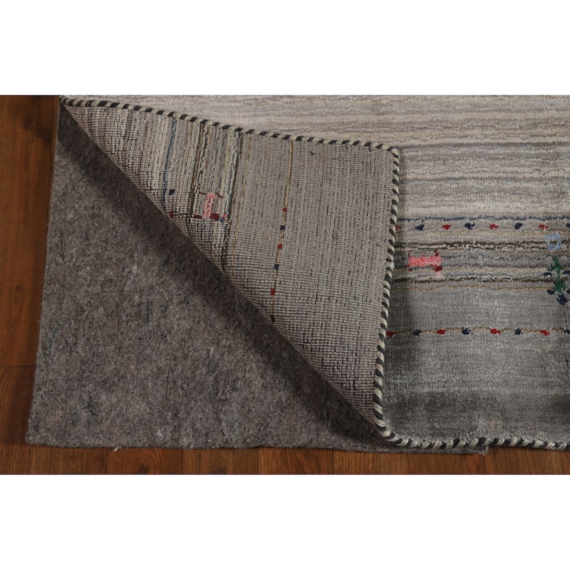 Hand Knotted Oriental 100% Wool Carpet Tribal Tribal Greys & Charcoal Gabbeh Area Rug - 5' 10'' X 4' 0''