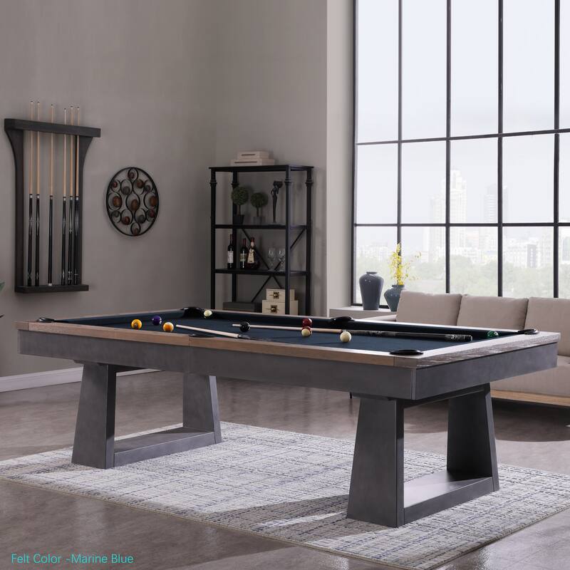 HESTON 8ft Billiard Slate Pool Table - Brown/Blue