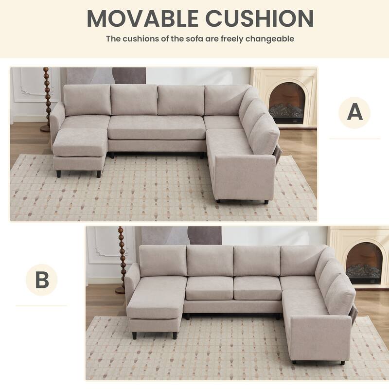 Snow Velvet Sectional Sofa