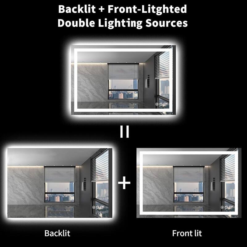 48x30 Inch Frameless LED Bathroom Mirror,Smart Mirror