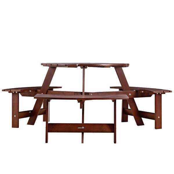 Camping Kitchen Tangkula Person Cedar Wood Picnic Table, Outdoor
