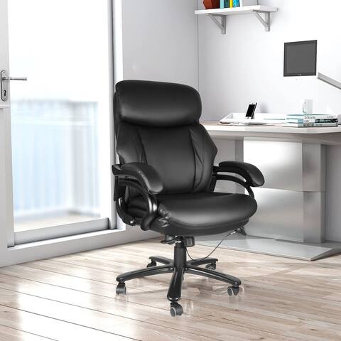 Executive Office Chair PU Leather Chair with Soft Cushion and Backrest - 28.74" x 27.56" x 49.8"
