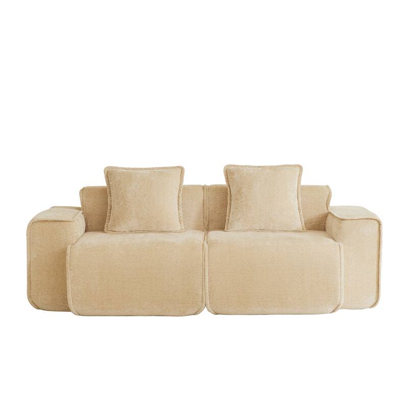 GDFStudio - Harrison Velvet Modular 2-Seater 78.74" Boneless Loveseat Sofa
