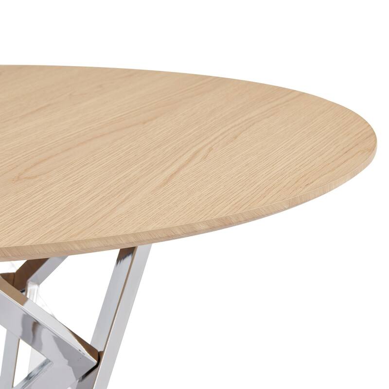 37" Modern Round Dining Table with Triangular Metal Legs