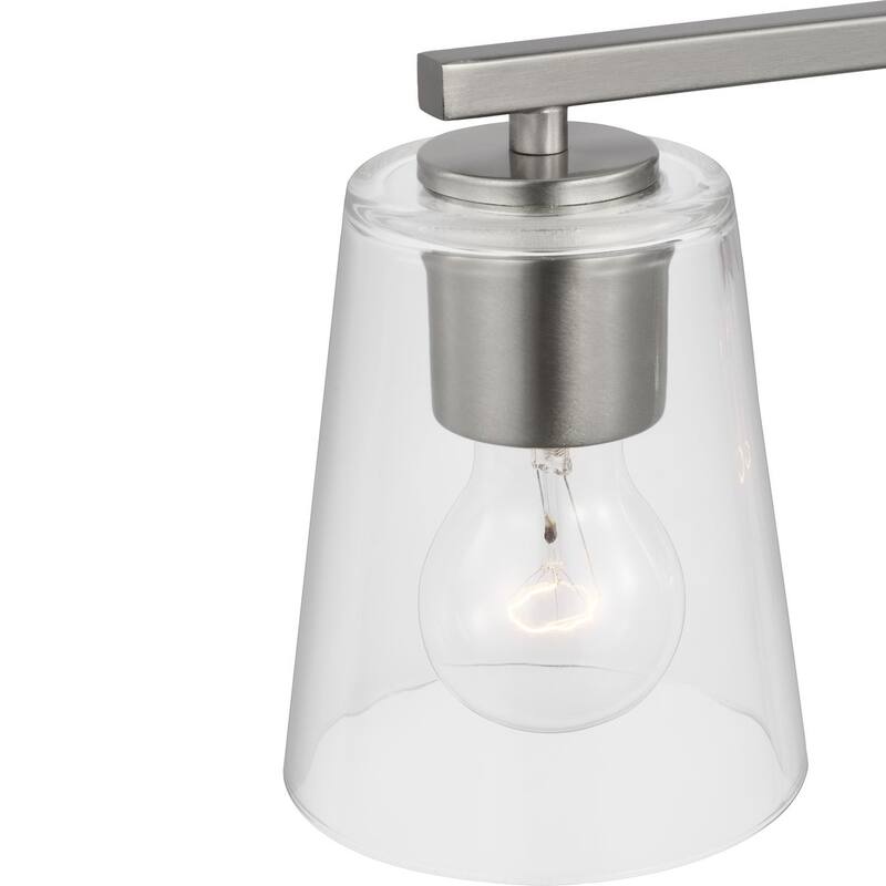 Vertex Collection Four-Light Brushed Nickel Clear Glass Contemporary Bath Light - 29 in x 6.25 in x 7.5 in