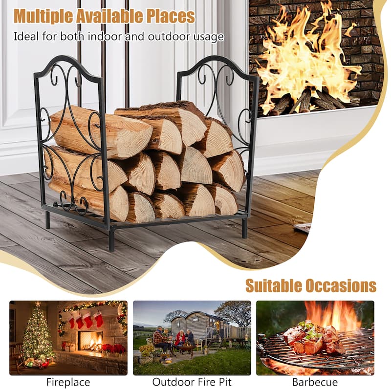 Costway 17'' Firewood Storage Rack Steel Firewood Storage Log Holder - See Details