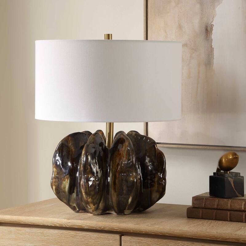 Uttermost Jaudon Brown Glass Table Lamp - 19.00" W x 23.00" H x 19.00" D