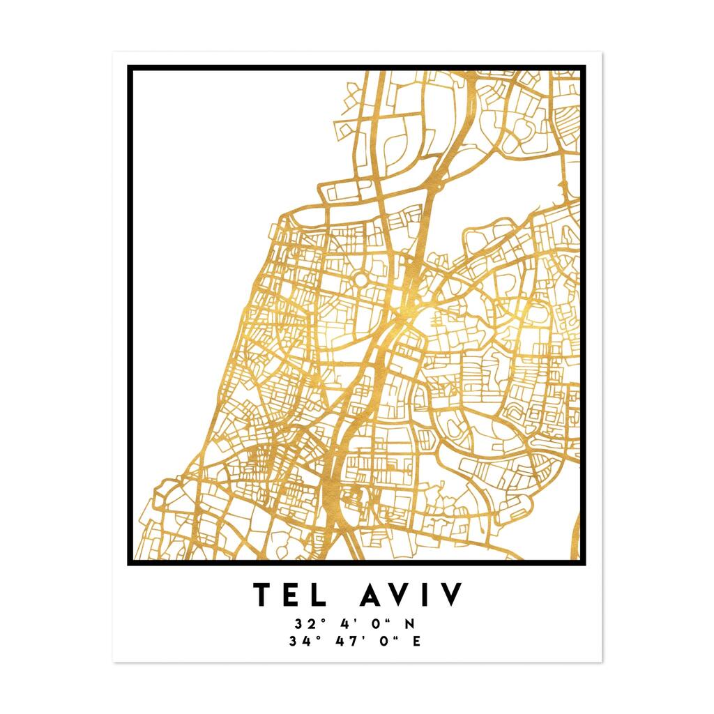 Tel Aviv Israel Tel Aviv Street Map Maps Minimal Art Print/Poster