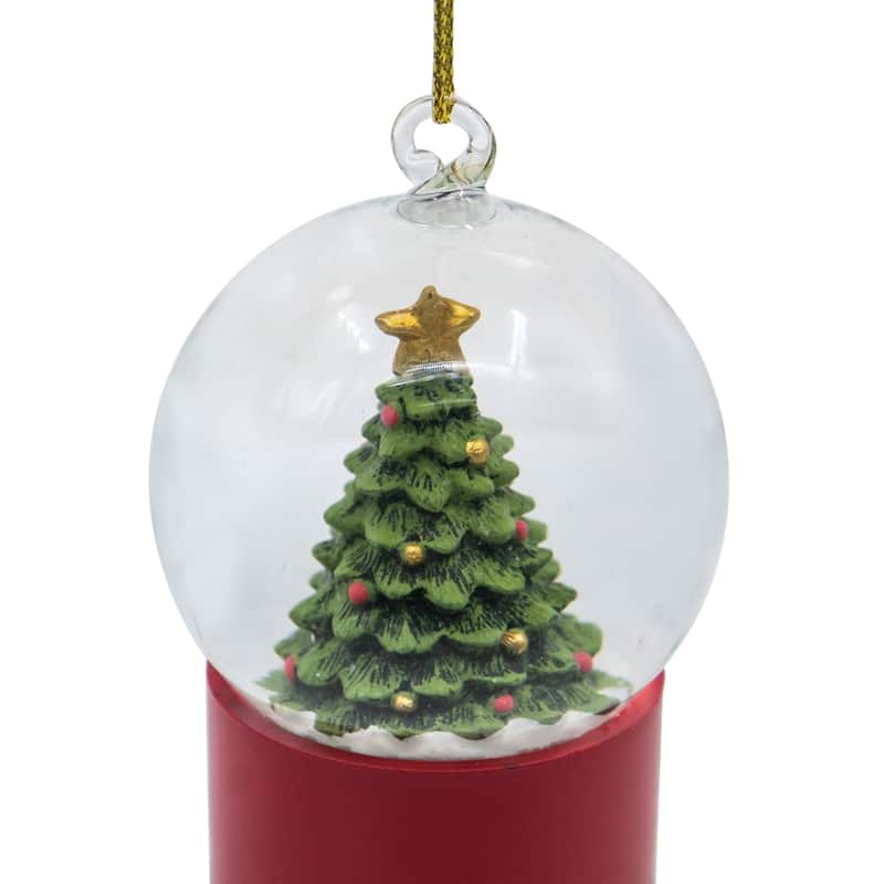 1.8x1.8x2.8"H Resin/Glass Water Globe W/Tree Red Base, 2 Pack