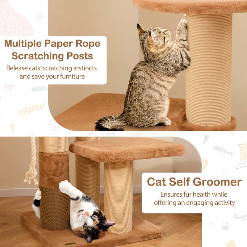 Costway 65" Tall Cat Tree for Indoor with Self-groomer Padded Perch - See Details