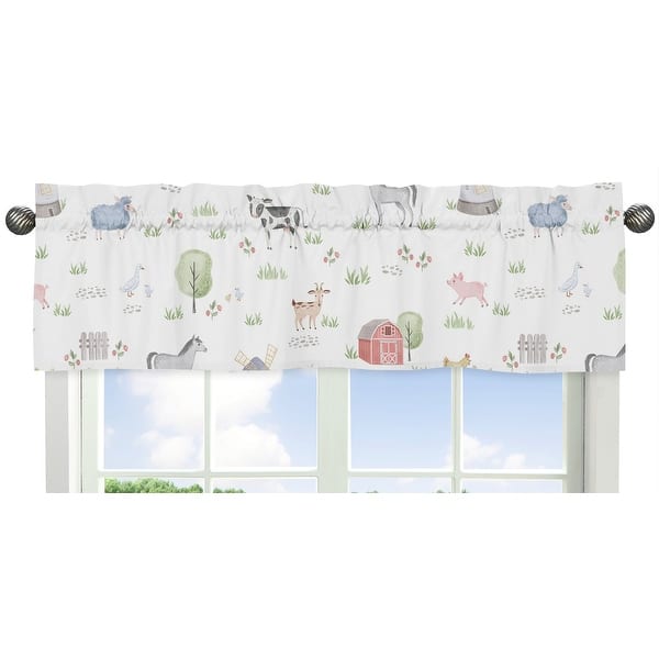 slide 2 of 5, Farm Animals Collection Window Curtain Valance - Watercolor Farmhouse Horse Cow Sheep Pig