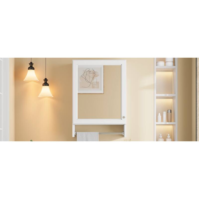 Roomfitters 20 Inch 3-in-1 Wall Mount Medicine Cabinet, Mirror Storage with Adjustable Shelf & Soft Close Door, White