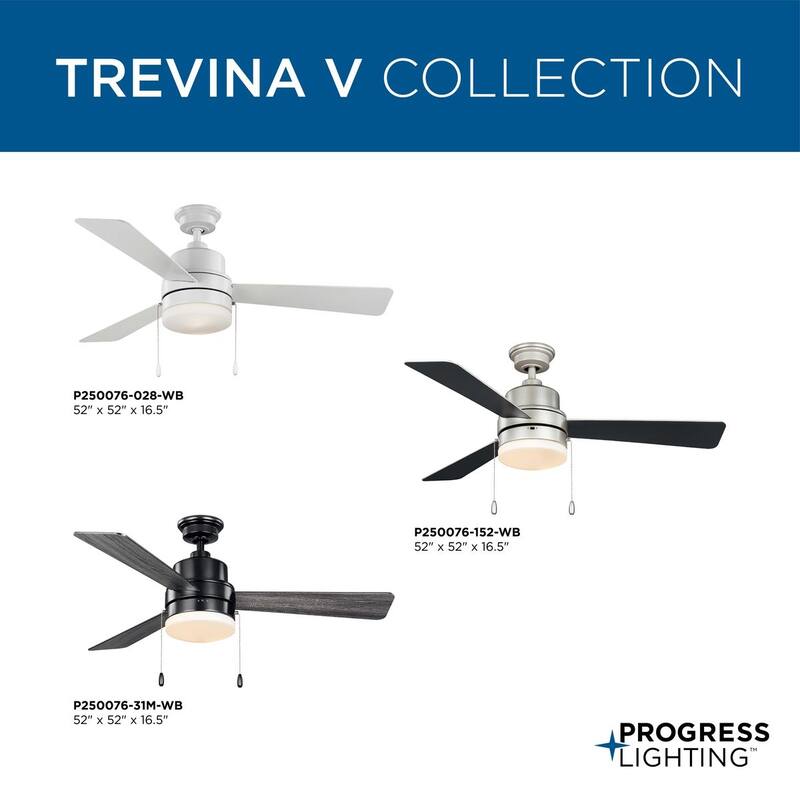 Trevina V 52 in. LED Indoor Satin White Modern Ceiling Fan with Light Kit and White Opal Shade - Medium