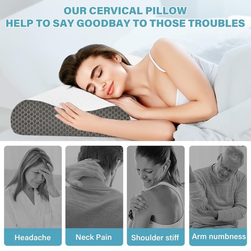 Cooling Memory Foam Wave Pillows, Ergonomic Cervical Contour Pillow