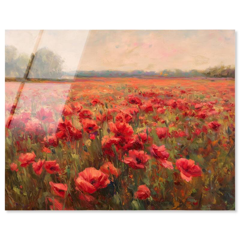 Sea of Red Poppies II Acrylic by Art Remedy, Ready to Hang - 36" x 30"