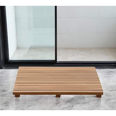 HomeRoots Natural Teak 24" Square Shower Mat