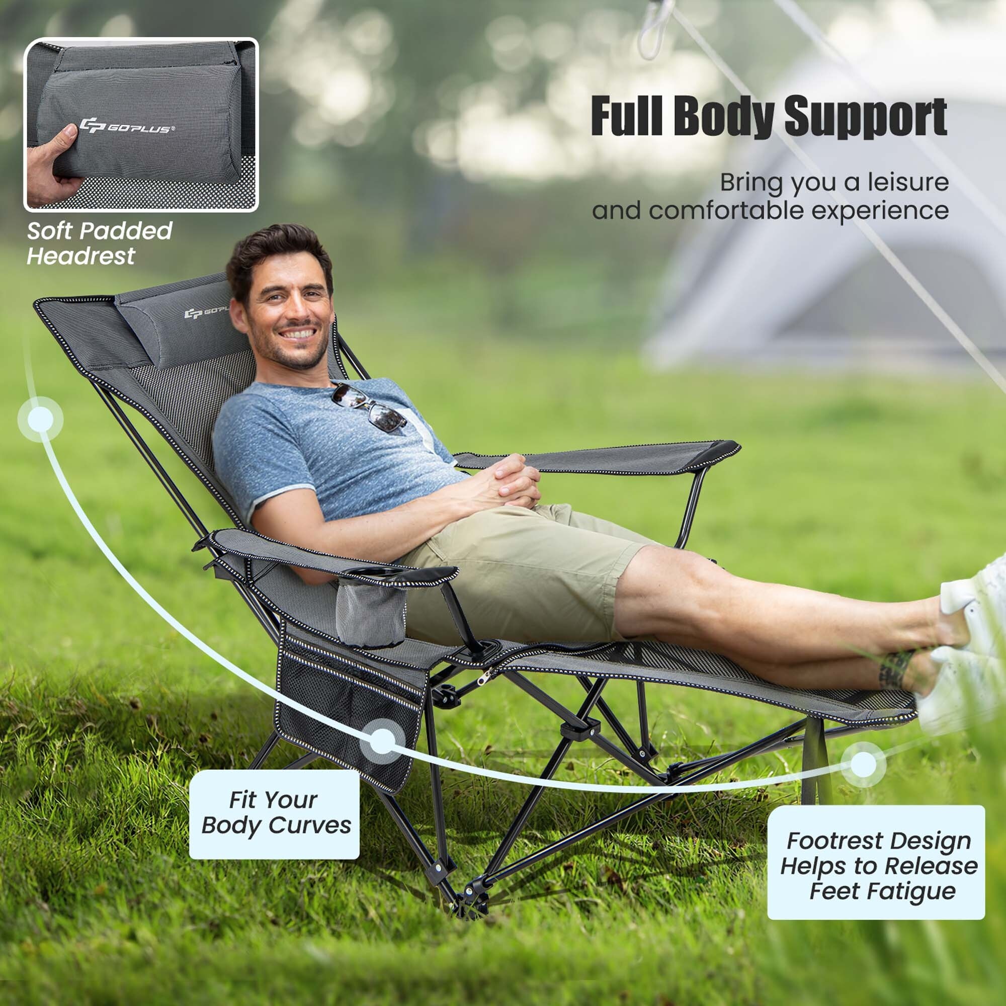 Goplus Folding Camping Chair with Detachable Footrest for Fishing, - See  Details - Bed Bath & Beyond - 39878459