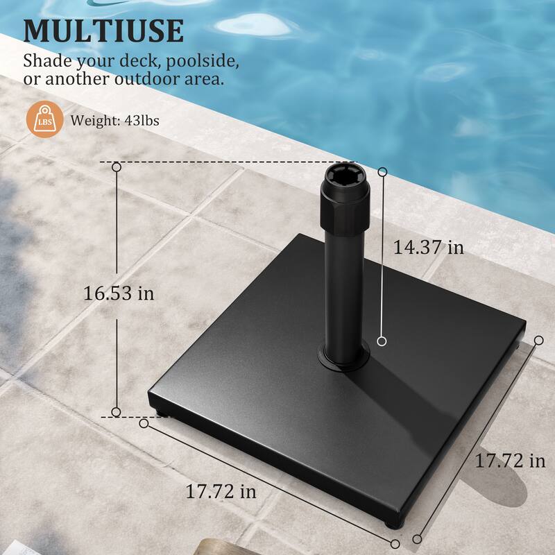 Pellebant 43LBS Outdoor Patio Concrete Market Umbrella Base Stand - N/A