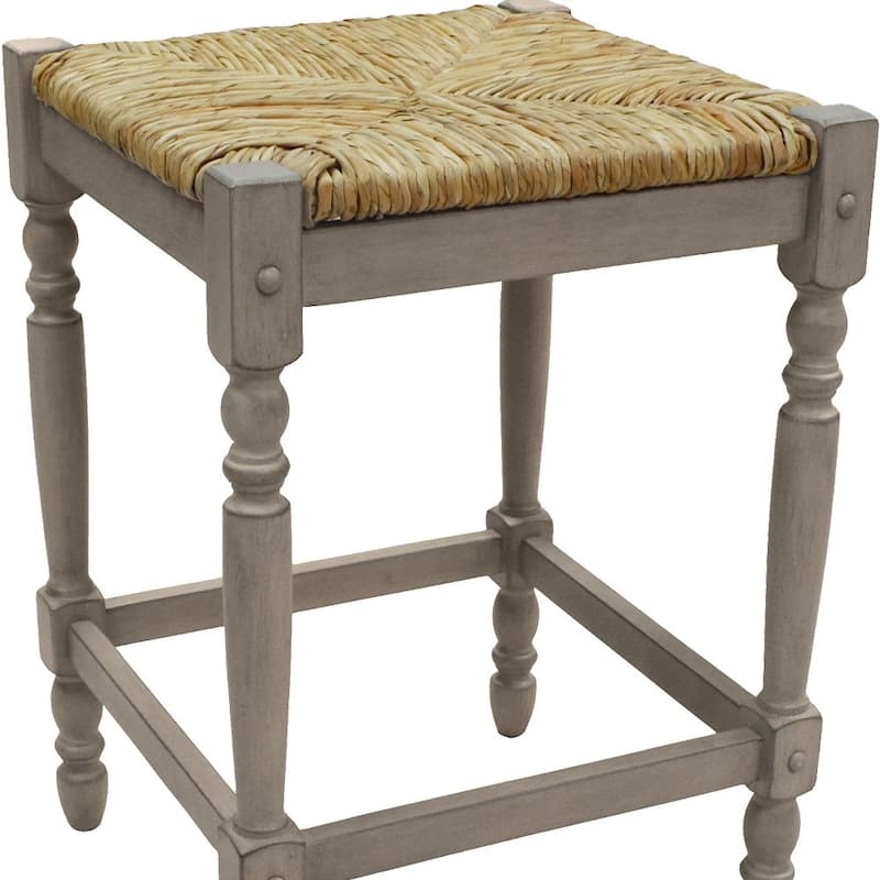 HomeRoots 24" Natural And Gray Solid Wood Backless Counter Height Bar Chair - 16.5