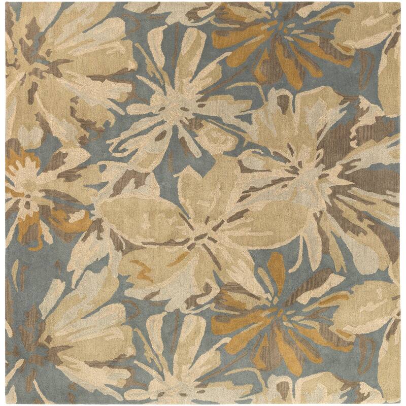 Handmade Putty Transitional Floral Wool Area Rug