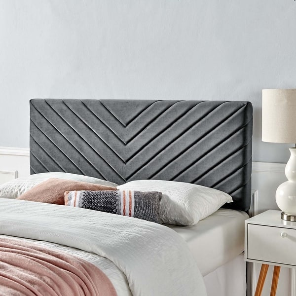 slide 1 of 43, Alyson Angular Channel Tufted Performance Velvet King / California King Headboard Charcoal