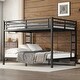 preview thumbnail 1 of 9, Black Queen over Queen Size Metal Bunk Bed for Teens Black