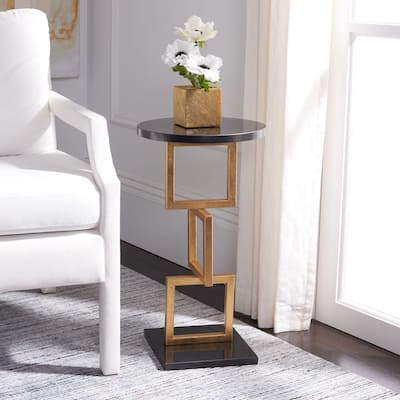 SAFAVIEH Treasures Cassidy Gold/ Black Top Accent Table - 12.5" x 12.5" x 23.2"