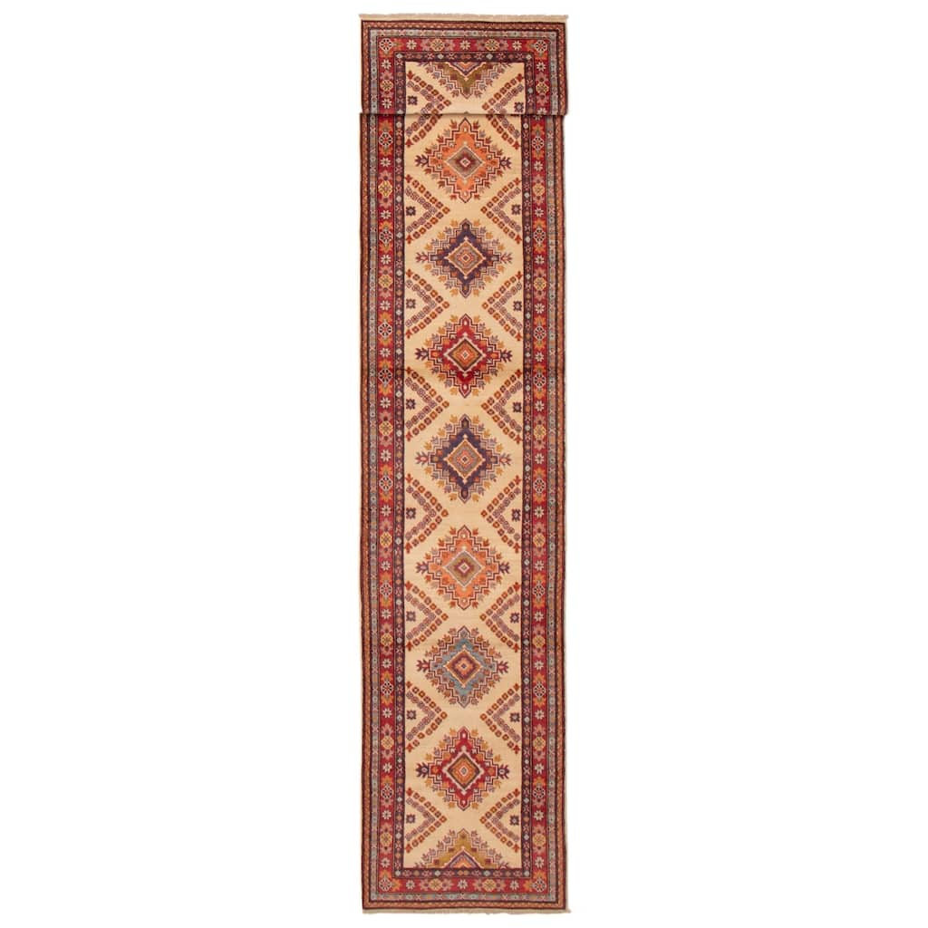 ECARPETGALLERY Hand-knotted Finest Ghazni Cream Wool Rug - 2'8 x 14'2