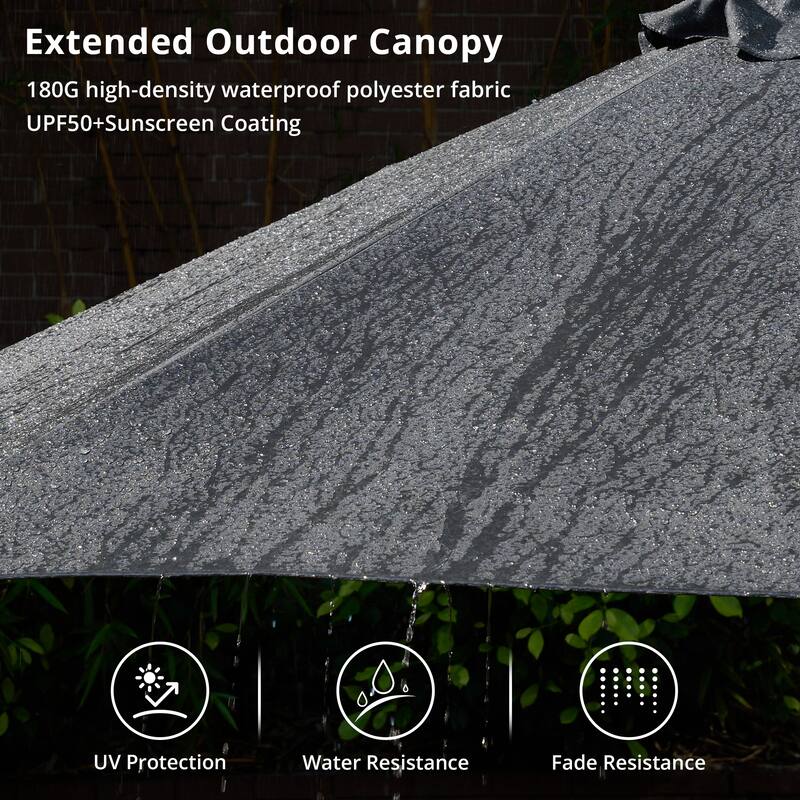 HOOOWOOO Outdoor Patio Umbrella with Solar LED Light