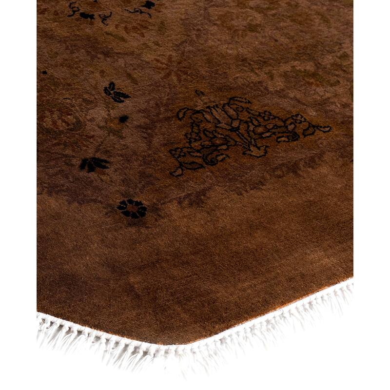 Overdyed One-of-a-Kind Hand-Knotted Octagon Area Rug - Brown - 8' 1" x 8' 1"