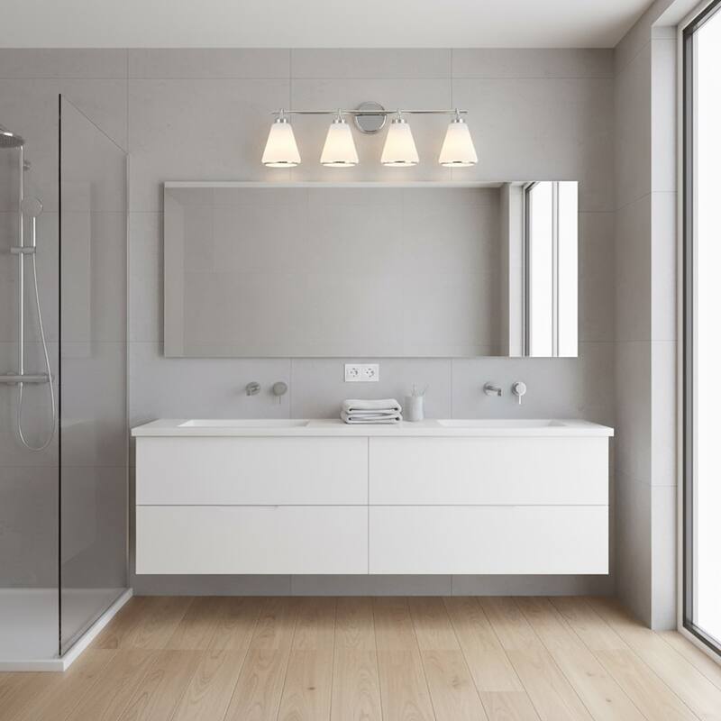 Artcraft Zoey - Bathroom Vanity - Polished Nickel Finish - Glossy White Glass Shade