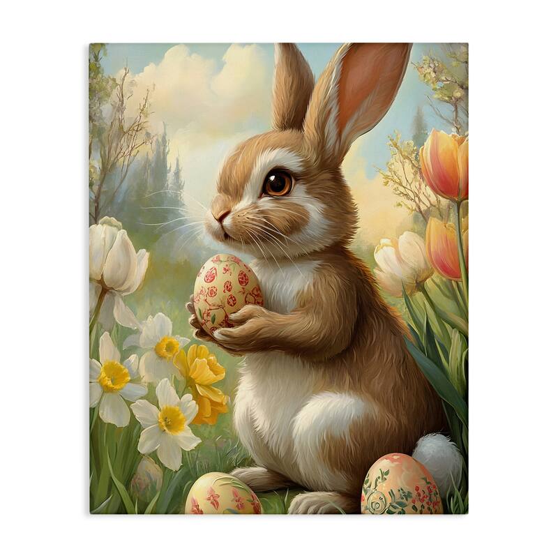 Stupell Easter Bunny with Painted Eggs Canvas Wall Art Design By Franklyn Gregory - 16 x 20