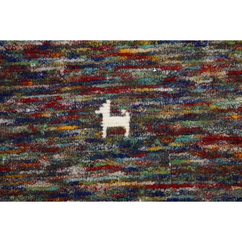 Hand Knotted Oriental 100% Wool Carpet Tribal Abstract Multi-Colored Gabbeh Area Rug - 8' 1'' X 5' 3''