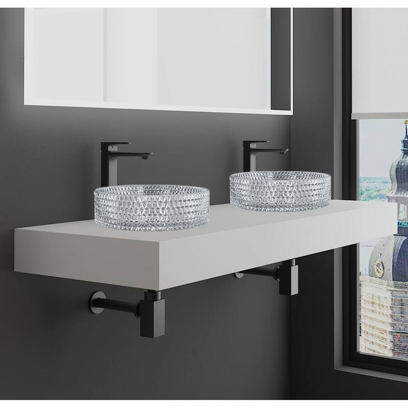 Wide Solid Surface Minimalist Vanity Countertop in White