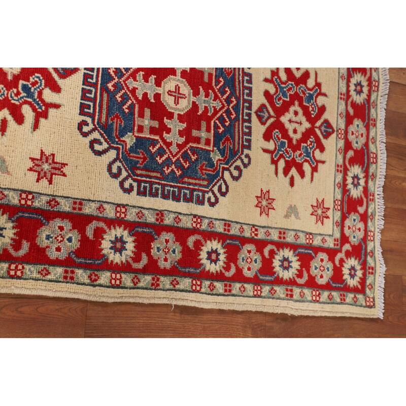 Kazak Foyer Rug Hand-Knotted Traditional Beige Wool Carpet - 2'10" x 3'10"