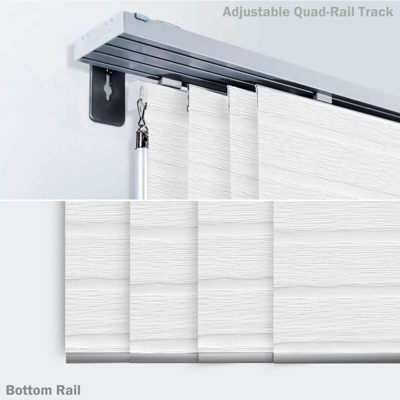 GoDear Design 99.99% Blackout & Sheer Natural Woven Adjustable Sliding Panel Track Blinds, Vertical Blinds, 45.8"- 86" W x 96" L