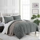 preview thumbnail 1 of 3, 3-Piece Reversible Plush Sherpa Down Alternative Comforter Set Dark Gray - Queen