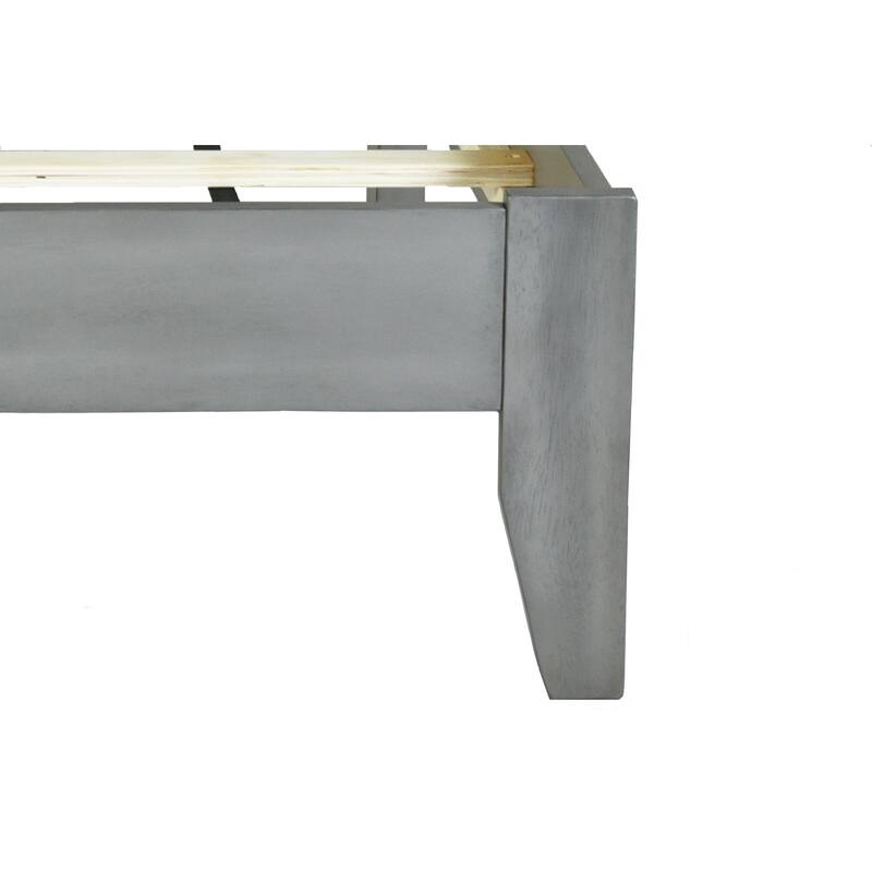 Solid Wood Platform Bed Frame with Square Tufted Headboard