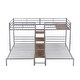 preview thumbnail 23 of 24, Metal Twin over Twin & Twin Bunk Bed with Storage Shelves Staircase, Triple Bunk Bed Frame, No Box Spring Needed for Kids