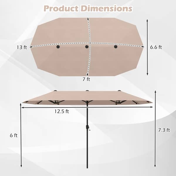 dimension image slide 2 of 6, Gymax 13 FT Double-sided Patio Umbrella Outdoor Large Twin Size