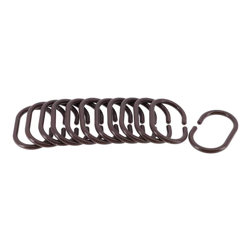 Evideco Shower Curtain Rings Plastic Hooks (Set of 12)