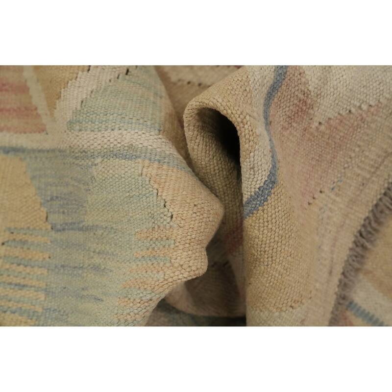 Hand Woven Oriental 100% Wool Carpet Southwestern Tribal Multi-Colored Kilim Area Rug - 9' 9'' X 6' 7''