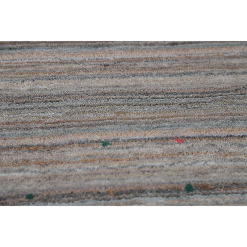 Hand Knotted Oriental 100% Wool Carpet Tribal Stripe Multi-Colored Gabbeh Area Rug - 12' 4'' X 9' 2''