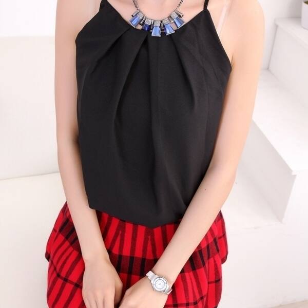 Shop Lady Chiffon Shirt Small Vest Straps Bottoming Shirt Free