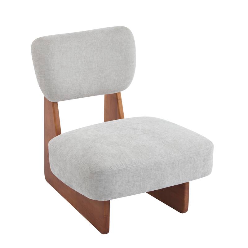 Lounge Armless Accent Chair with Wood Frame, Set of 2