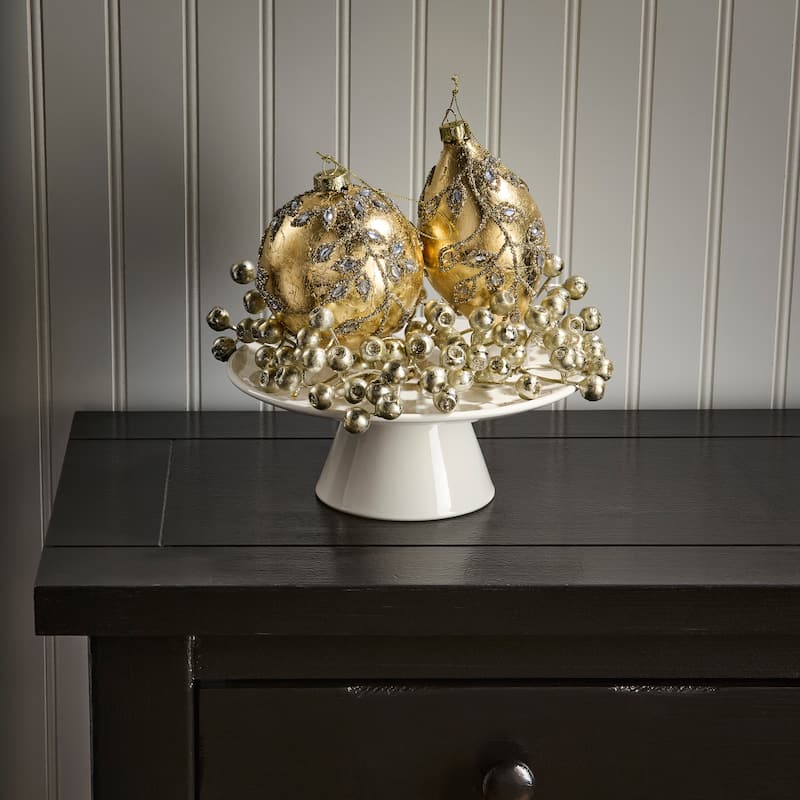 4-6" Glass Jeweled Finial and Ball Ornament Set of 6