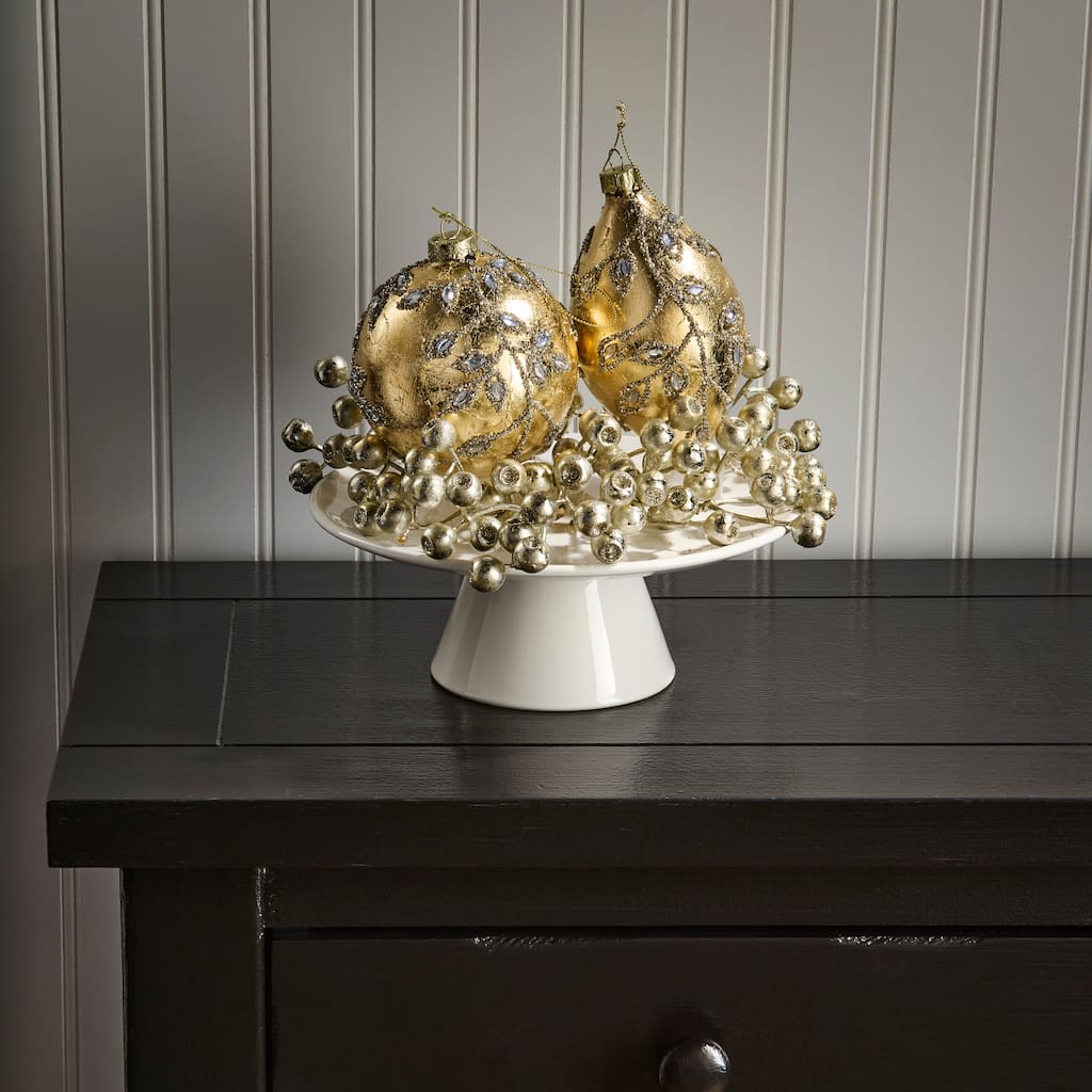 4-6" Glass Jeweled Finial and Ball Ornament Set of 6